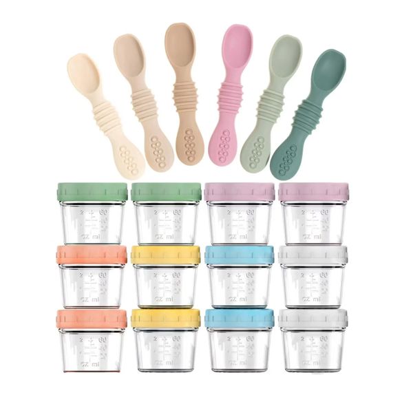Sperric Glass Baby Food Storage Jars and Silicone Baby Spoons Set