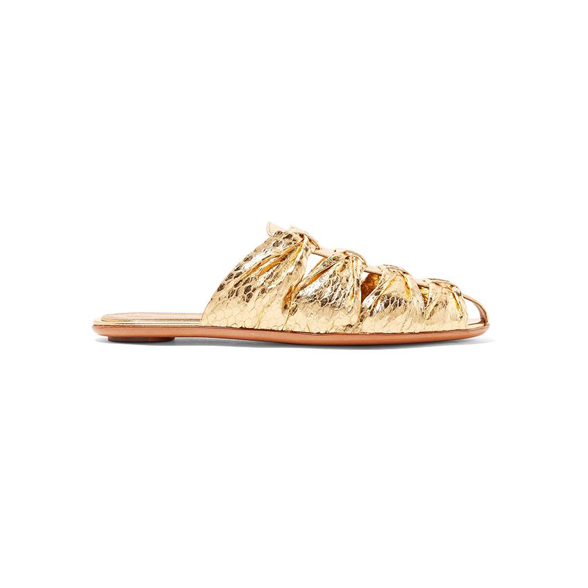 The Row Capri metallic elaphe slippers