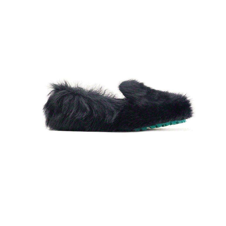 THICK-SOLED SLIPPER IN BLACK LAMB FUR main image 0