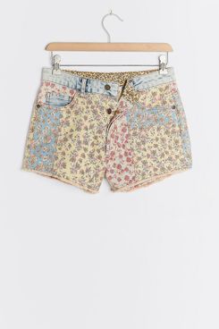 Farm Rio Ultra High-Rise Patchwork Denim Shorts