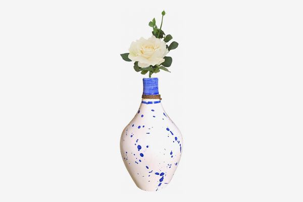 Kauri Cobalt Blue Splatter White Ceramic Vase