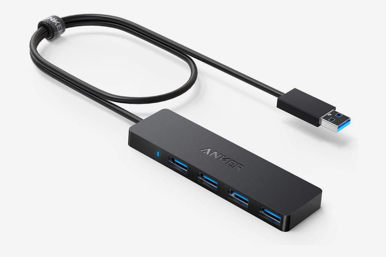 4‑Port USB3.0 Hub Lightweight Multi‑Function Black Easy to Carry USB Splitter for Tablet Mobile Phones 