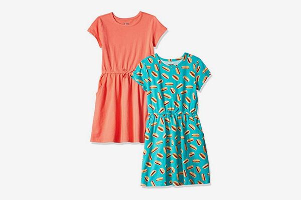 Spotted Zebra Girls' Toddler & Kids 2-Pack Knit Short-Sleeve Cinch Waist Dresses