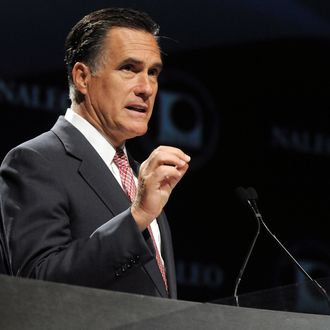 Republican Presidential candidate, former Massachusetts Governor Mitt Romney speaks at the National Association of Latino Elected and Appointed Officials (NALEO) 29th Annual Conference on June 21, 2012 in Lake Buena Vista, Florida. Romney spoke about immigration reform as he continues to battle U.S. President Barack Obama for votes.