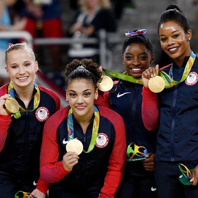 Aly Raisman, Madison Kocian, Laurie Hernandez, Simone Biles, and Gabby Douglas.