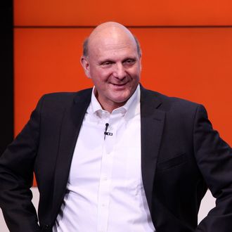 BERLIN, GERMANY - NOVEMBER 07: Microsoft Chief Executive Steve Ballmer speaks at the opening of the Microsoft Center Berlin on November 7, 2013 in Berlin, Germany. The Microsoft Center Berlin, part of a new worldwide initiative called Microsoft Ventures, includes support for startups, conference rooms and the company's 'Digital Eatery,' a cafe and showroom on the ground floor that lets customers try out Microsoft products along with locally-sourced dishes. The company is hoping that the venue will help ensure Microsoft has a place in the city's Internet technology scene. (Photo by Adam Berry/Getty Images)