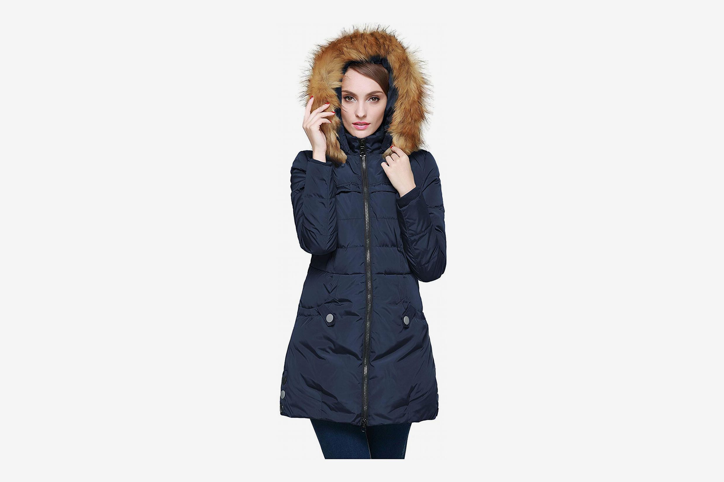 Orolay Women's Short Puffer Down Coat Stand Collar Jacket with Retractable Hood 