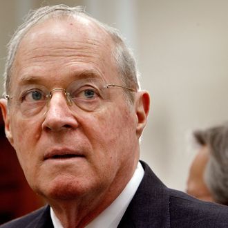 US. Supreme Court Justice Anthony Kennedy prepares to testify before the House Financial Services and General Government Subcommittee on Capitol Hill March 8, 2007 in Washington, DC.