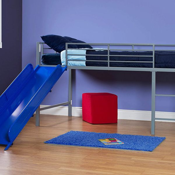 DHP Junior Twin Metal Loft Bed With Slide