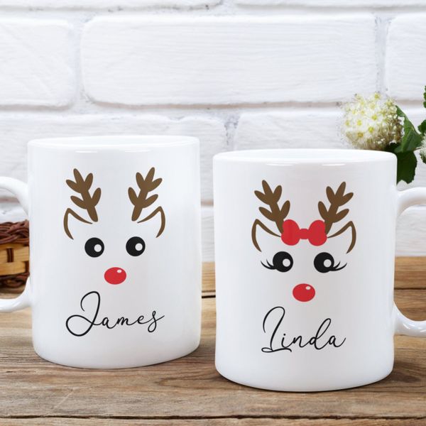 Etsy Custom Reindeer Christmas Mug