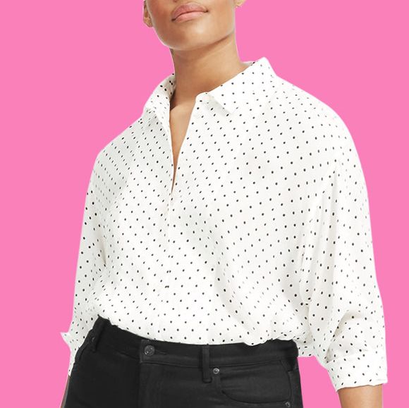 everlane polka dot shirt dress