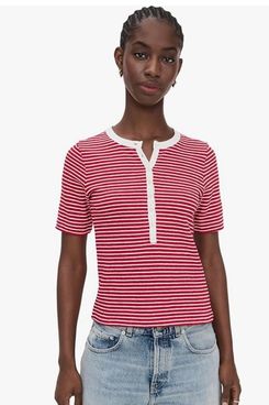 Madewell Striped Elbow-Sleeve Henley Tee