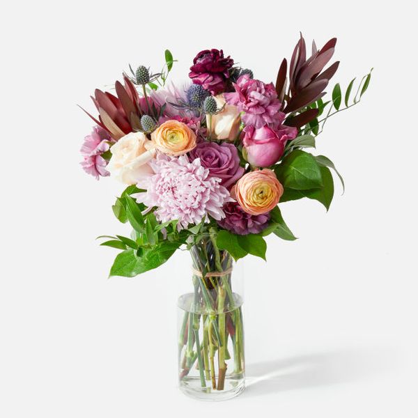 Sweetheart pink dried flower bouquet - in paper heart wrap