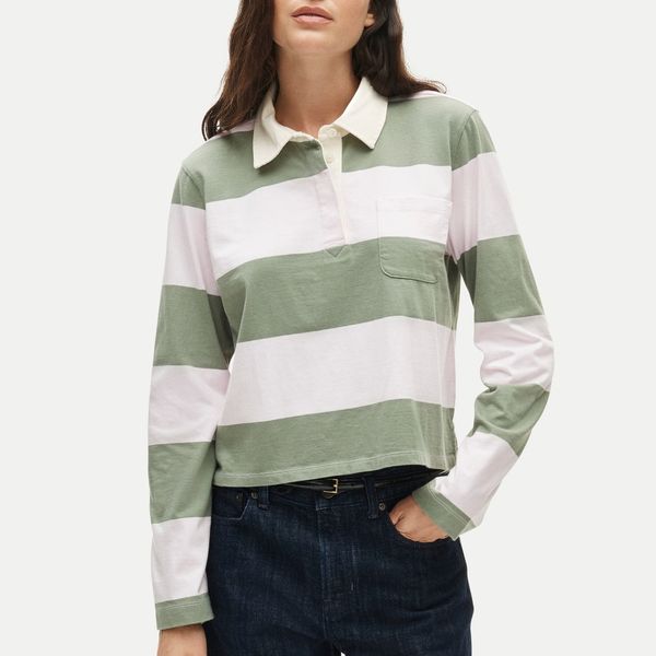 J.Crew Boyfriend Jersey Cropped Rugby Shirt in Stripe