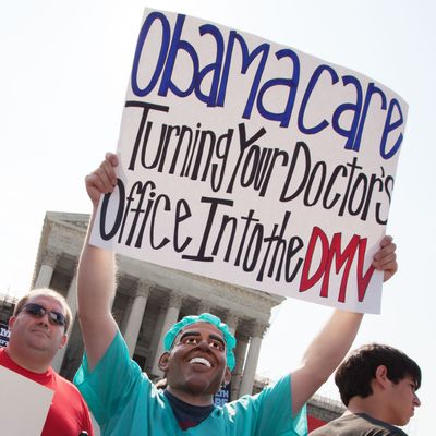 Obamacare supporters and protesters gather in front of the U