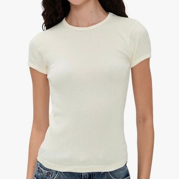 Donni. The Pointelle Baby Tee