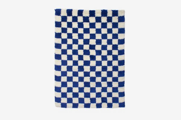 Aelfie Blue Checkmate Shag Rug