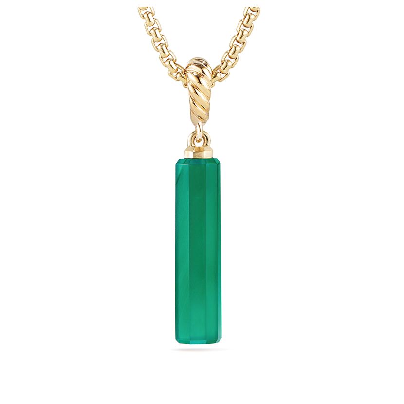 Barrel Charm in Green Onyx with 18K Gold