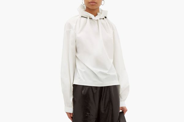 Toga Ruffled-neck taffeta blouse