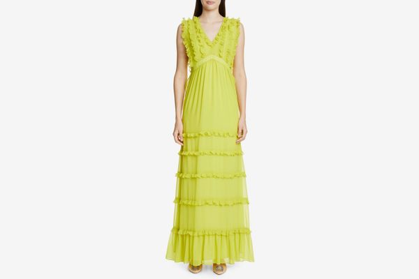 Badgley Mischka Sleeveless Ruffle Gown