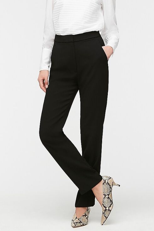 Womens Ladies Trousers Black High Waisted Office School Work Stretch Pants