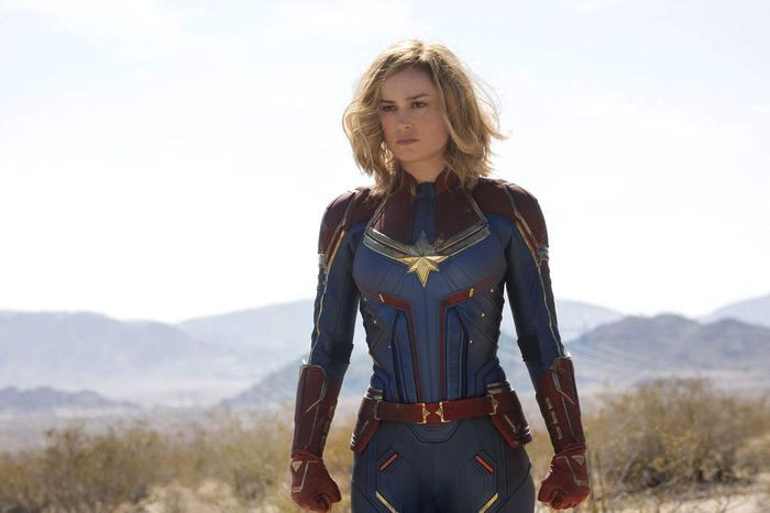 Brie Larson as Captain Marvel.