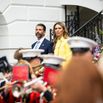Washington, DC. 21st Apr, 2025. Donald Trump Jr., left, and girlfriend Bettina Anderson, right, arrive at the White House Easter Egg Roll, on the South Lawn at the White House, in Washington, DC, on Monday, April 21, 2025.