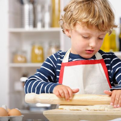 Check out little dude's rolling-pin skills!