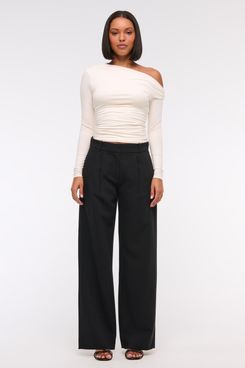 Abercrombie A&F Sloane Low-Rise Tailored Wide-Leg Pant