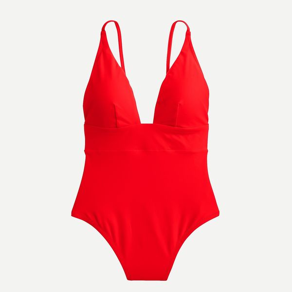 J. Crew Deep V-Neck French One-Piece Swimsuit