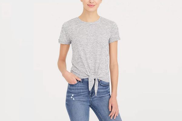 J.Crew Factory Space-Dyed Tie-Waist Pocket T-shirt