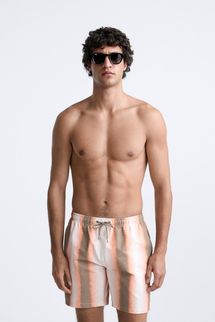 Zara Long Striped Swimming Trunks