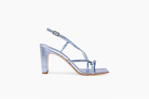 BY FAR Carrie metallic leather slingback sandals