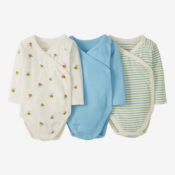 Moon and Back by Hanna Andersson Baby Boys and Girls 3-Pack Long Sleeve Side Snap Bodysuit