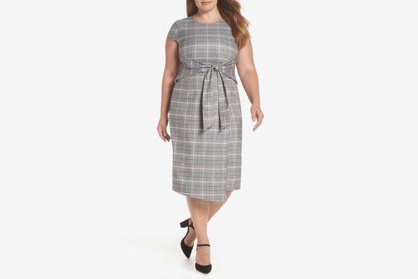 1901 Plaid Cinched Waist Midi Dress