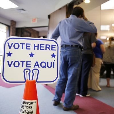 Voting lines in Texas.