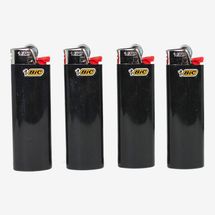 BIC Ebony Jet Black Full Size Lighters (Pack of 4)