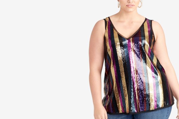 RACHEL Rachel Roy Trendy Plus Size Veda Sequin-Striped Top