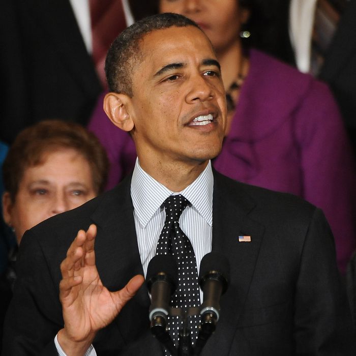 US President Barack Obama speaks on the economy in the East Room of the White House in Washington on November 9, 2012. Obama made his first post-election intervention in a brewing year-end budget and spending crisis, laying out his position in a televised statement ahead of intense bargaining with Republicans.