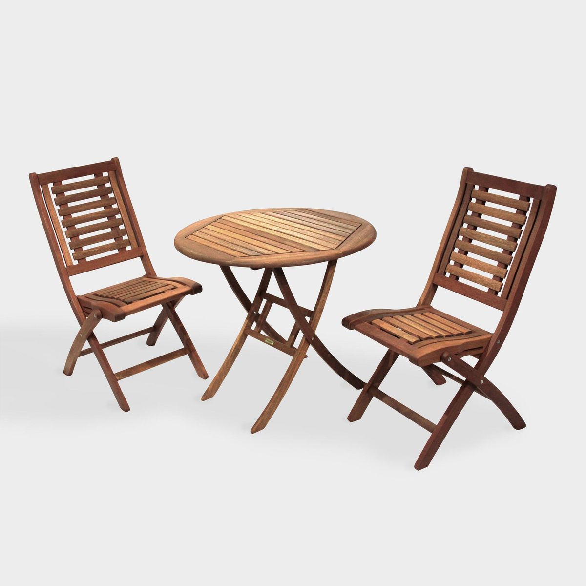Brown PALDIN Folding Wooden Garden Furniture Dining Set 2 Seater Outdoor&Indoor Patio Coffee Rustic Square Table & Chairs set 