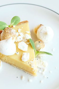 Citrus tart with poppy-seed meringue.
