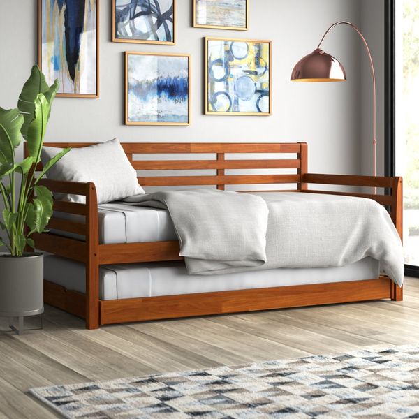 Lark Manor Alexz Wood Daybed with Pop Up Trundle Bed