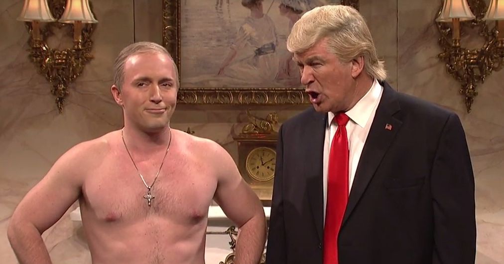 Alec Baldwin’s Donald Trump Finally Meets Shirtless Vladimir Putin on SNL