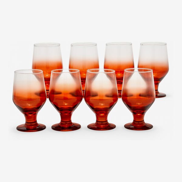 Drew Barrymore Flower Home Incandescent Orange Ombre Glass Drinkware Set