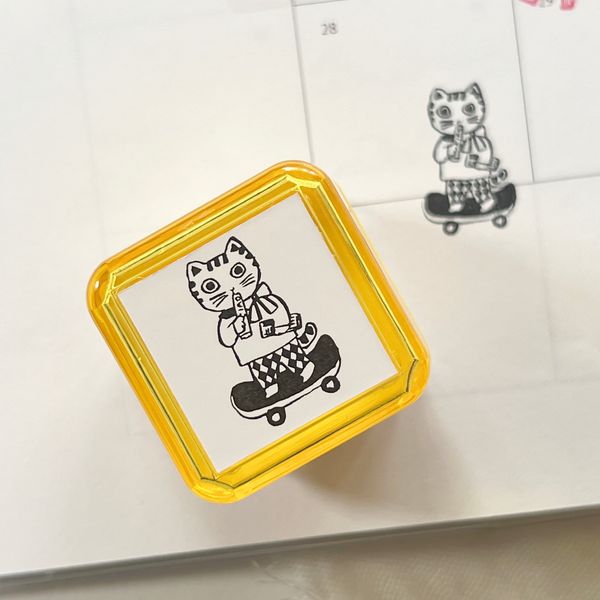 Yumi Kitagishi Self-inking Stamp - Outgoing Cat