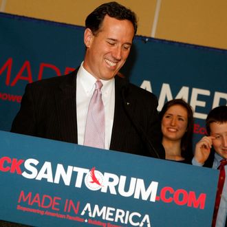Republican presidential candidate, former U.S. Sen. Rick Santorum addresses supporters after winning the both Alabama and Mississippi primaries on March 13, 2012 in Lafayette, Louisiana.