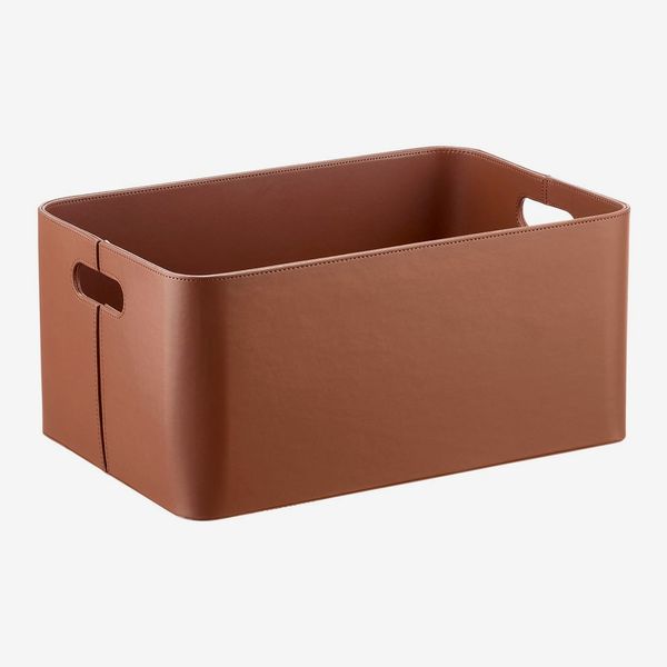 The Container Store Large Samson Faux Leather Cognac