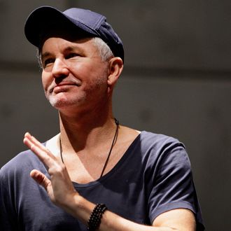 Baz Luhrmann addresses the media during a rehearsal of the Australian musical 'Strictly Ballroom The Musical' at Carriageworks on February 25, 2014 in Sydney, Australia. 