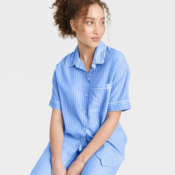 Stars Above Women's Striped Simply Cool Short Sleeve Button-Up Shirt