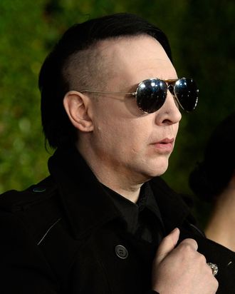 HOLLYWOOD, CA - SEPTEMBER 27: Musician Marilyn Manson arrives at the Premiere Of HBO's Final Season Of 